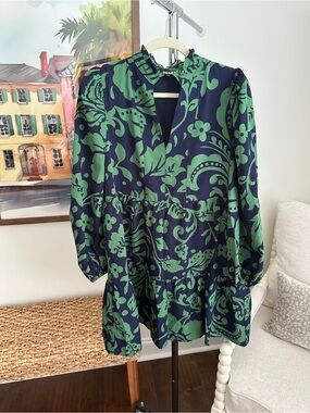 THML Navy with Green Floral Dress